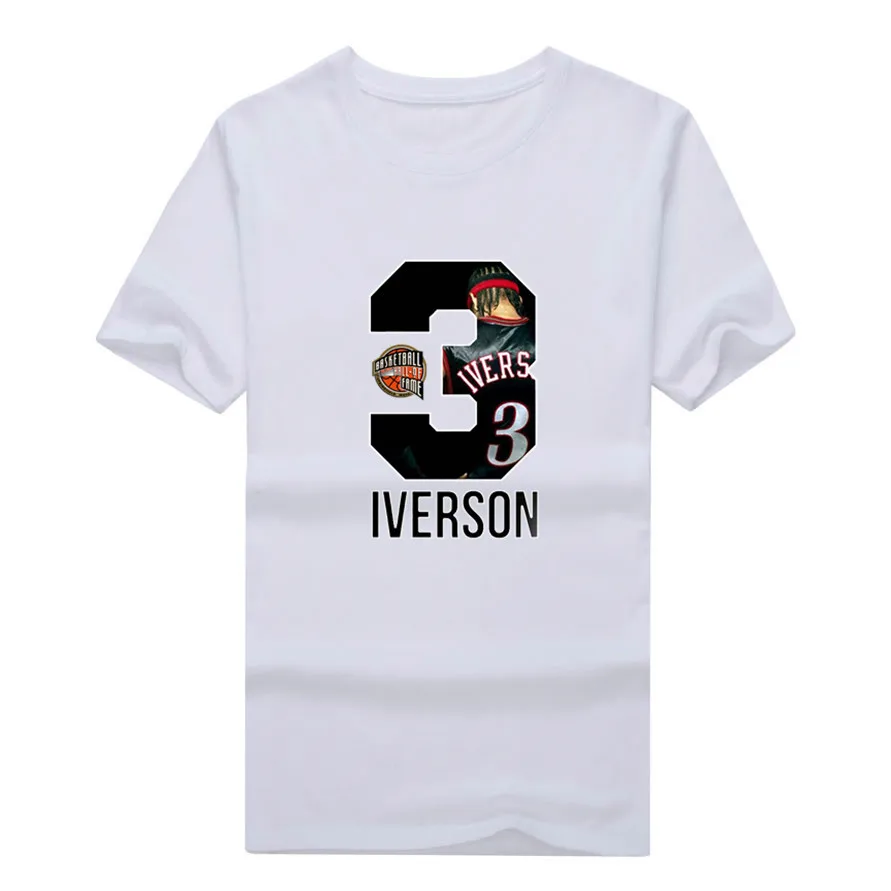 2016 Hall of Fame logo Answer No.3 Allen Iverson summer T-Shirt 100% cotton T Shirts Men for fans 2016 Hall of Fame logo Answer No.3 Allen Iverson summer T-Shirt 100% cotton T Shirts Men for fans