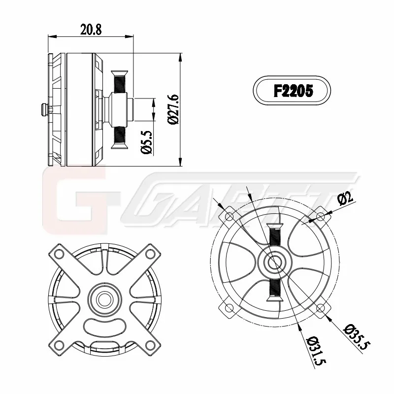 GARTT F 2205 1500KV бесщеточный двигатель для KT F3P RC самолет с фиксированным крылом