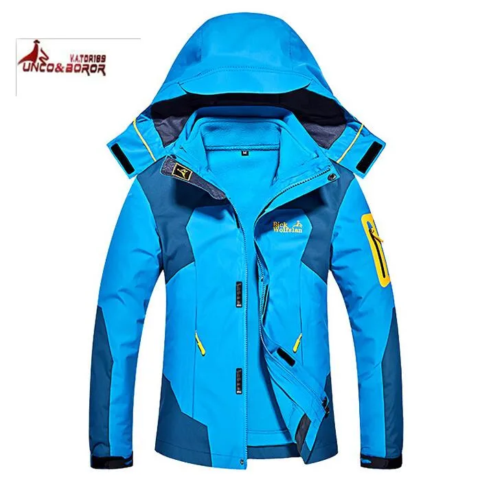 Unco boror Для женщин зимних видов спорта на открытом воздухе 2 в 1 флис Куртки Водонепроницаемый Термальность Пеший Туризм Кемпинг Лыжный Спорт восхождение Ветровка