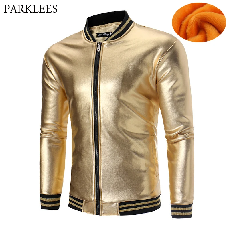 Brand Plus Velvet Wintrer Jacket Men 2019 Shiny Gold Coated Baseball Jacket Mens Streetwear Casual Jackets and Coats Veste Homme Brand Plus Velvet Wintrer Jacket Men 2019 Shiny Gold Coated Baseball Jacket Mens Streetwear Casual Jackets and Coats Veste Homme