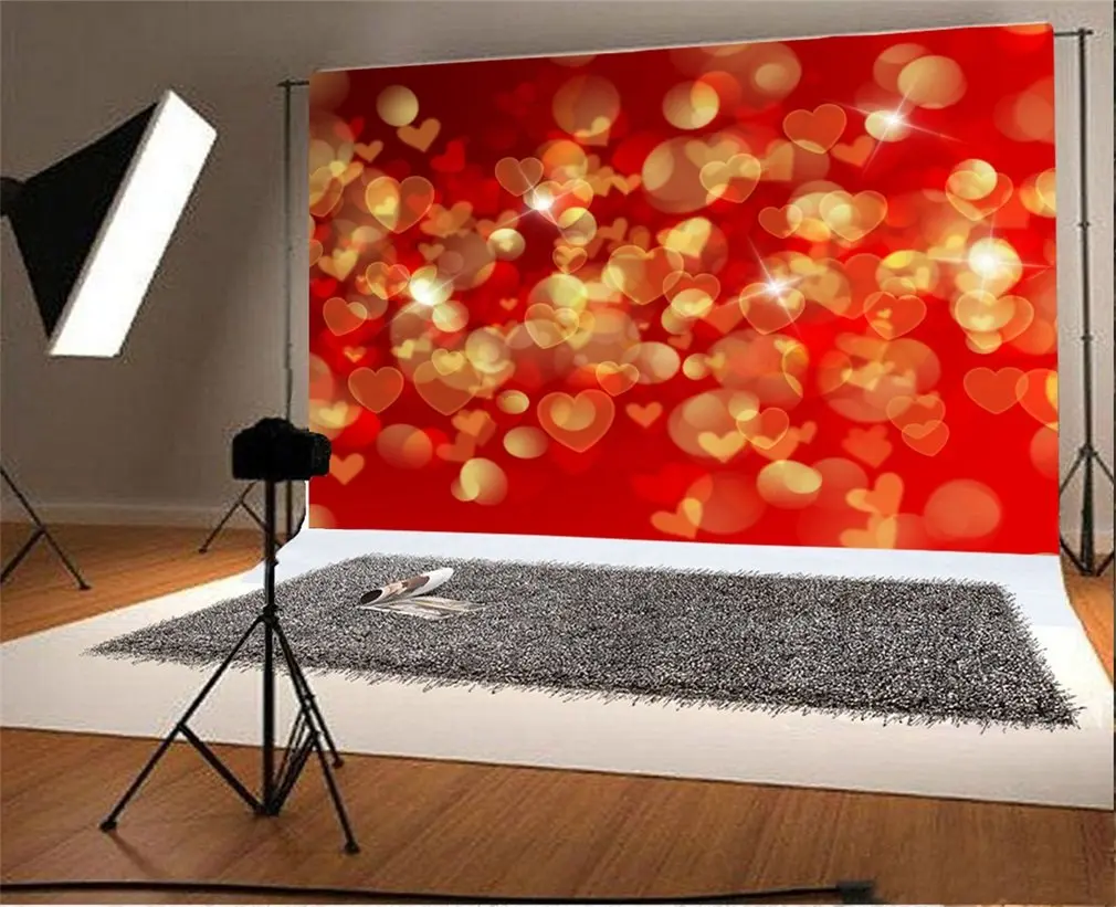 

Photography Backdrop Bokeh Hearts Sparkle Sequins Happy Valentine's Day Romantic Wallpaper Photo Background Party