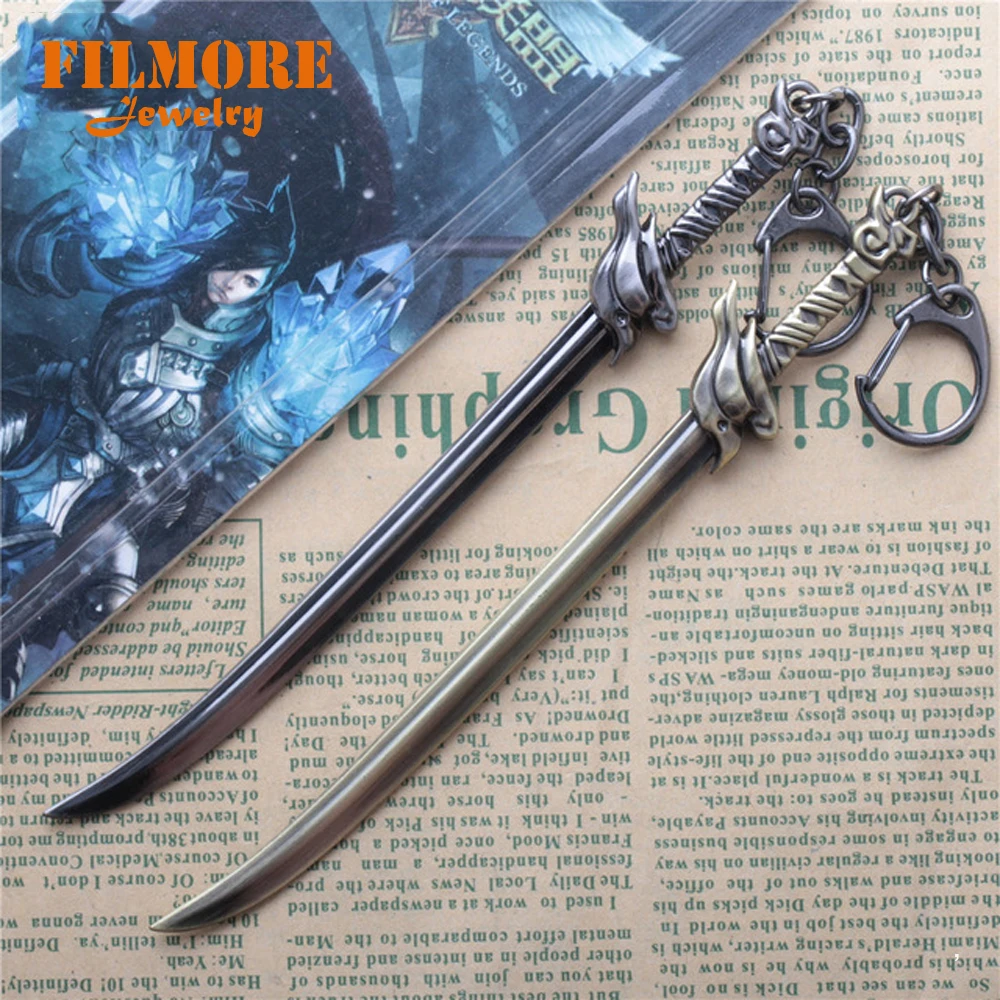 

15cm League Of Legends LOL Wind Sword Yasuo Weapon Sword Bronze Alloy Pendant Key Ring Keychain In Display Box