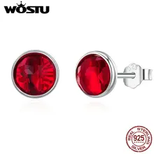 WOSTU, новая коллекция, 925 пробы серебряные серьги-гвоздики в виде капель граната для женщин, ювелирные изделия из стерлингового серебра, подарок