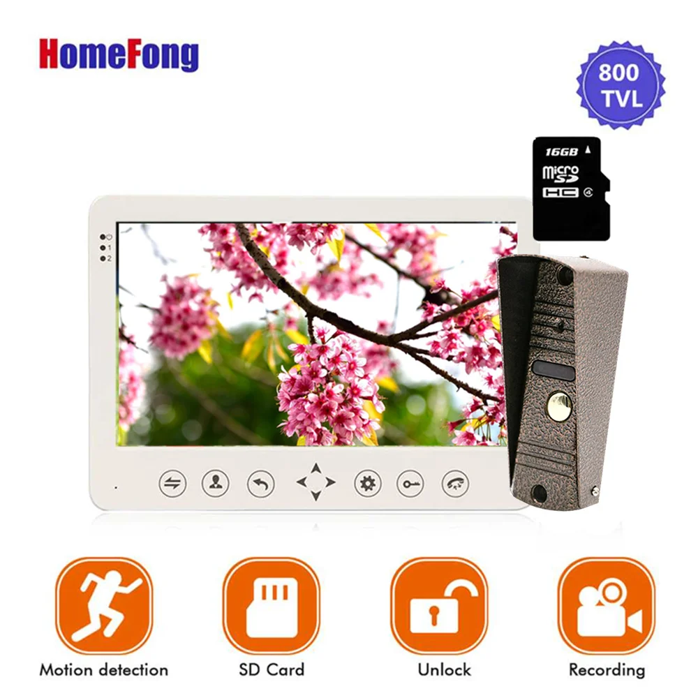 

Homefong 7"Video Door Intercom Doorbell Phone Wired Visual Intercom Doorbell system Recording Picture/Video Motion Sensor