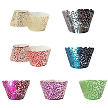 12 шт. многоцветный лазерная резка обертки для кексов Торт обертки для чашек Свадьба День рождения Hoilday товары для вечерние украшения дома инструменты