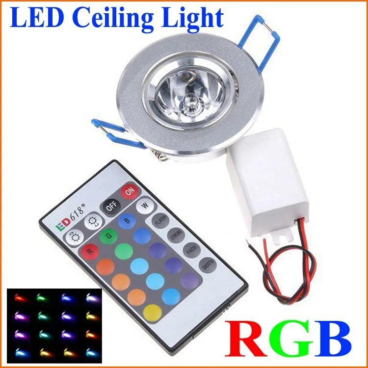 1 шт. светодиодный светильник 3 Вт RGB 16 цветов Точечный светильник AC85-265V+ ИК пульт дистанционного управления RGB светодиодный потолочный светильник