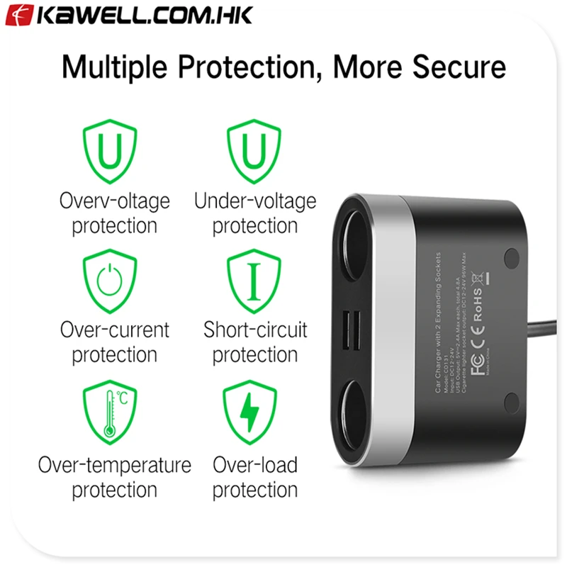 

Dual USB Car Charger Support Car Recorder Universal Mobile Phone Car-Charger with Expander charger for smart phone
