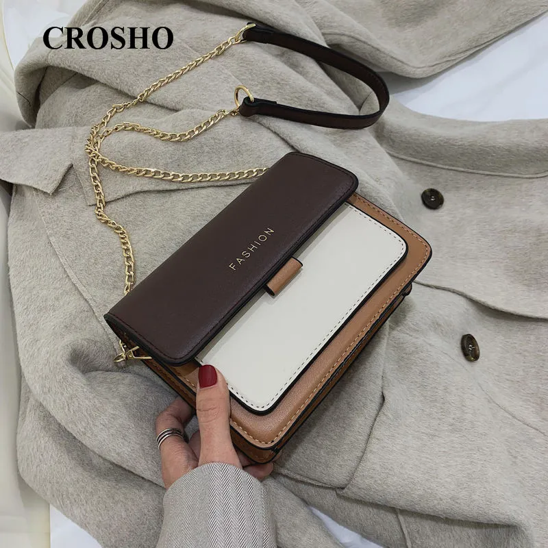 

CROSHO Ins Super Hot Small Bag Female Tide Chic Chain Cross Body Bag with One Shoulder Color Student