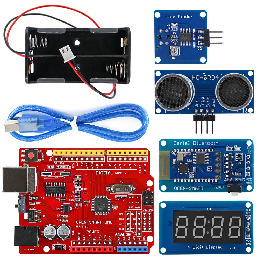 Открытый Смарт легко подключить 4WD SPP+ BLE последовательный Bluetooth управления резиновый колесный мотор-редуктор умный автомобиль комплект с учебником для Arduino UNO R3