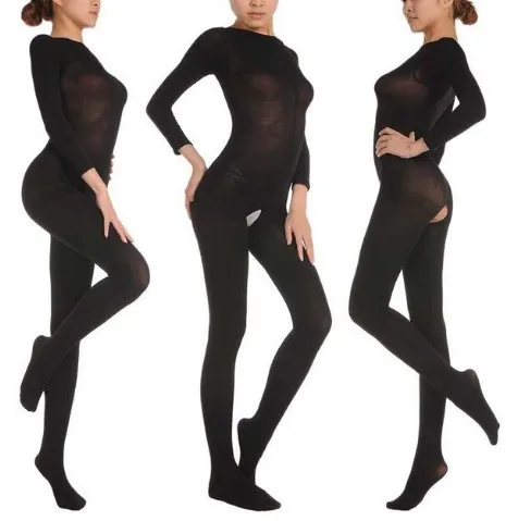 Новые женские 120D танцевальные бархатные чулки с подпокрытием, соединенные телесные утолщенные открытые промежности/не Длинные Комбинезоны с рукавами, носки
