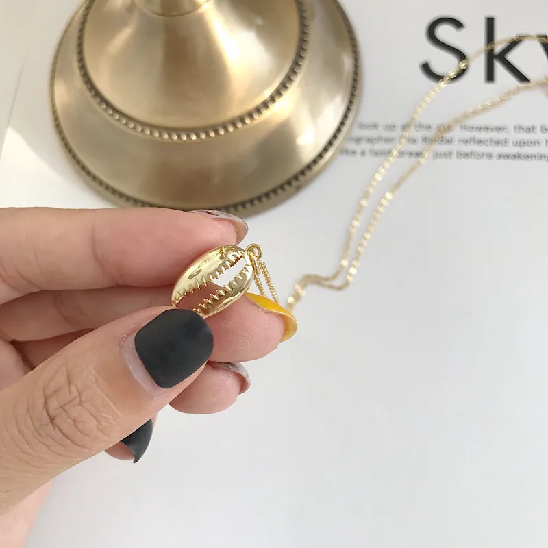 LouLeur серебро 925 пробы золотой кулон ракушка ожерелье модное темперамент изысканное ожерелье для женщин вечерние праздничные украшения