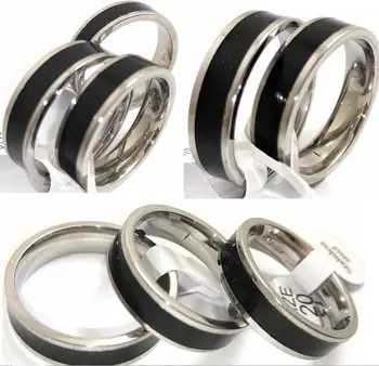 

Bult lots 100PCS Black Enamel Stainless Steel Band Rings 6mm Width Men Jewelry Top Quality Comfortable Wedding Rings Wholesale