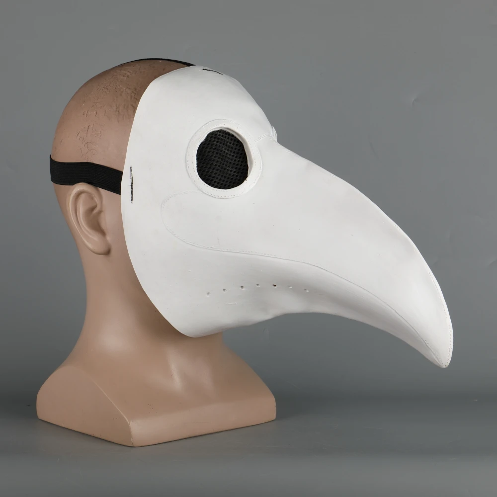 Plague Doctor Mask Beak Mask Long Mouse Cosplay Fancy Mask Gothic Retro Rock Leather Halloween Beak Mask White (3)