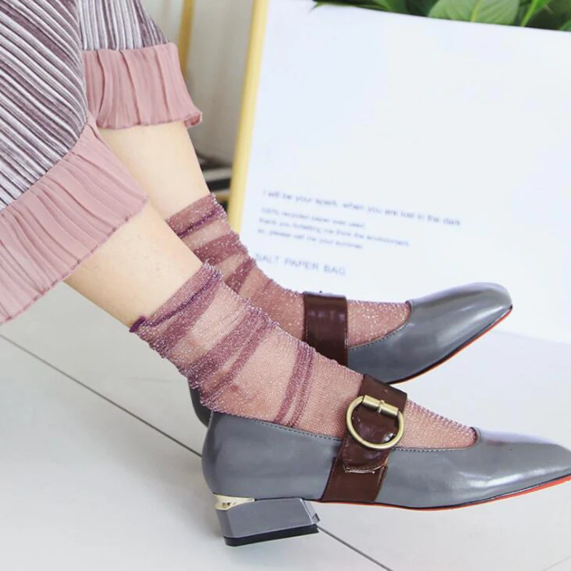 Модные фатиновые носки женские прозрачные длинные носки тонкие носки уличная одежда для девочек Medis