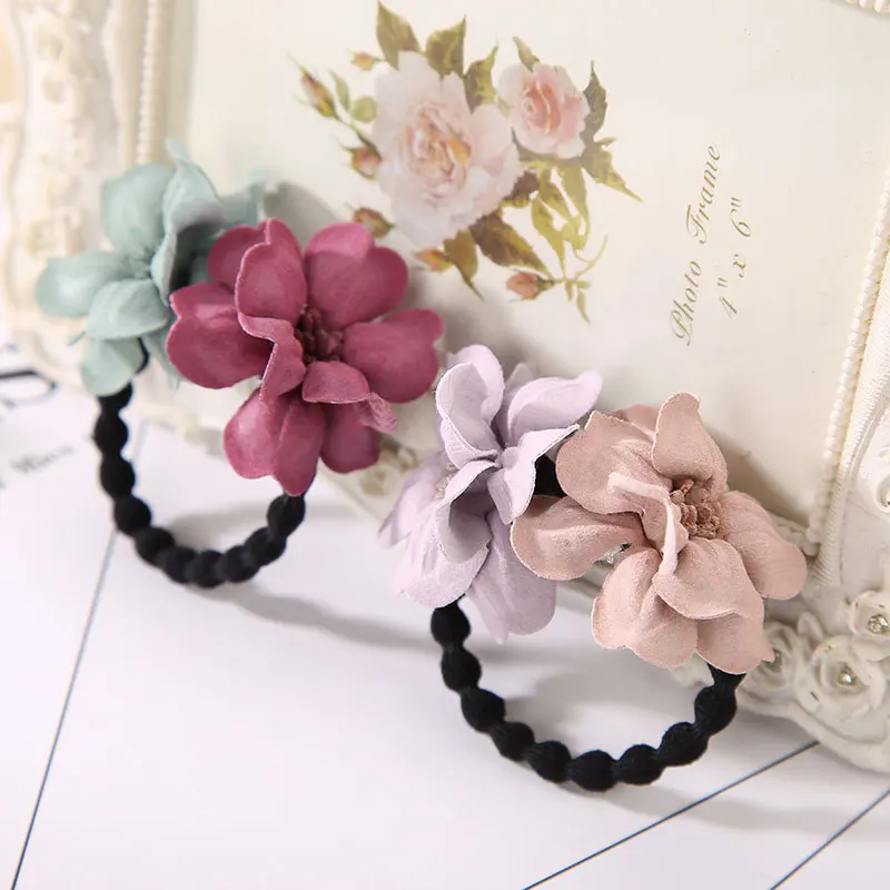 

New Fashion Women Hair Ropes Beauty Simulation Flowers Elastic Hair Bands Girls Ponytail Holder Hair Accessories Tie Gums