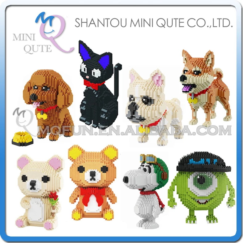 

Mini Qute BABU cartoon mike Monster university animal dog cat kids plastic building block action figures boys educational toy