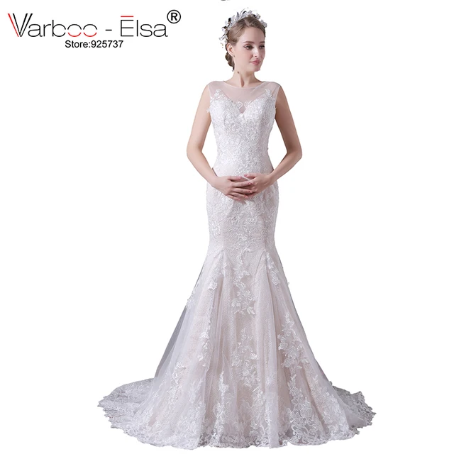 varboo_elsa 2018 sirena vestido de novia vintage beige encaje