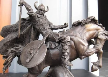 

10"Western classic Pure Bronze Rome chevalier warrior Art Statue on base Marble