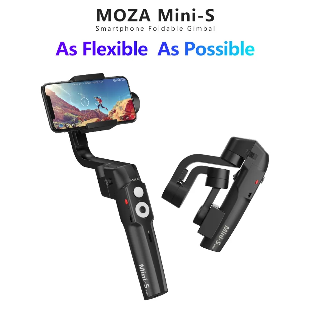 

Moza MINI-S 3-Axis Foldable Pocket-Sized Handheld Gimbal Stabilizer Time-Lapse Tracking for iphone Gopro Hero 6/5/4 Yi Cam 4K