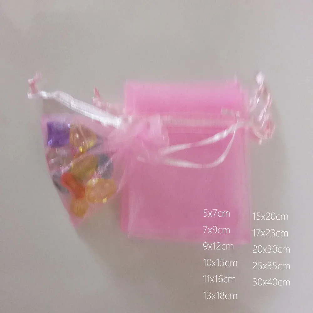 

1000pcs Pink Gift Bags For Jewelry Bags And Packaging Organza Bag Drawstring Bag Wedding/Woman Travel Storage Display Pouches