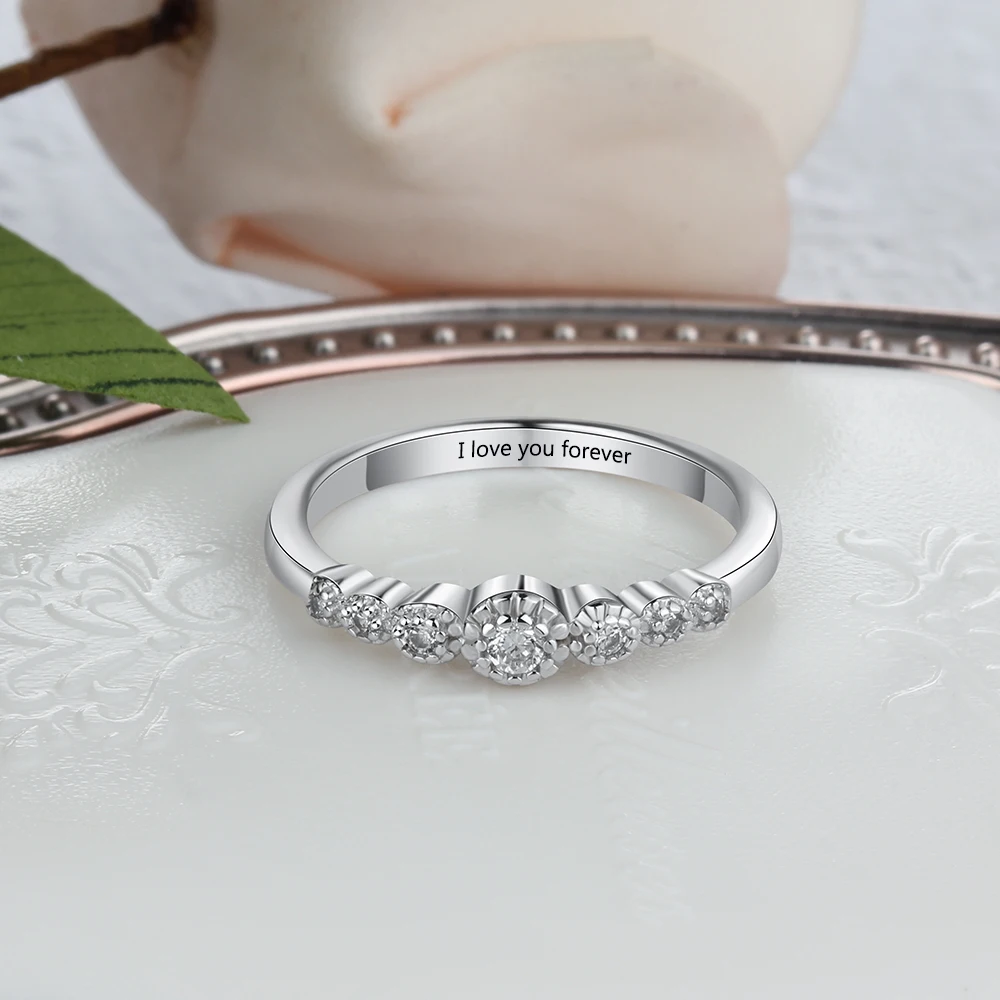 Wedding Accessorise Personalized Gift Engraved Name 925 Sterling Silver Rings For Women Anniversary Jewelry (JewelOra RI103751)