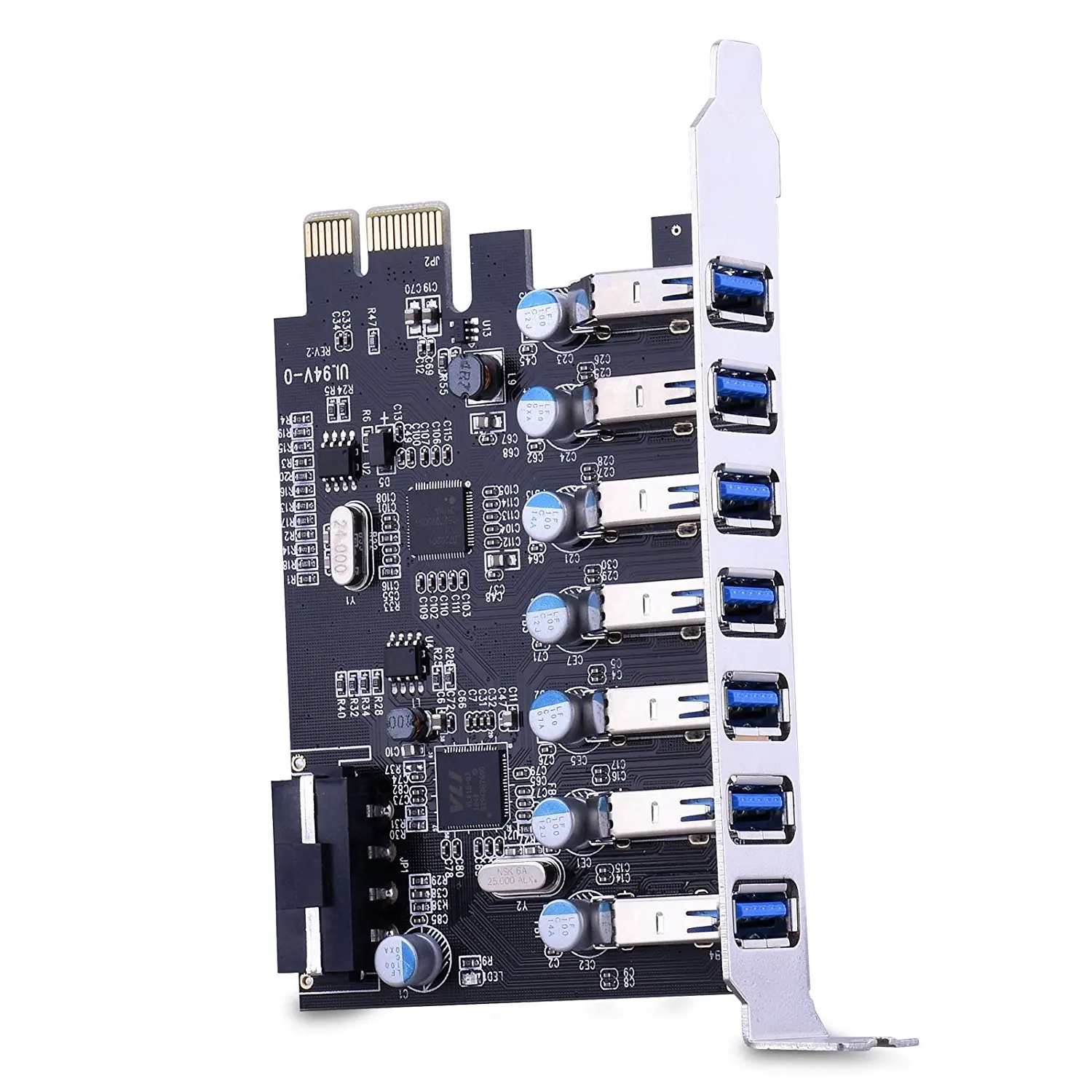 

7-Port Superspeed USB 3.0 PCI-E Express Expansion Card with 5V 4-Pin Power Connector for Desktops