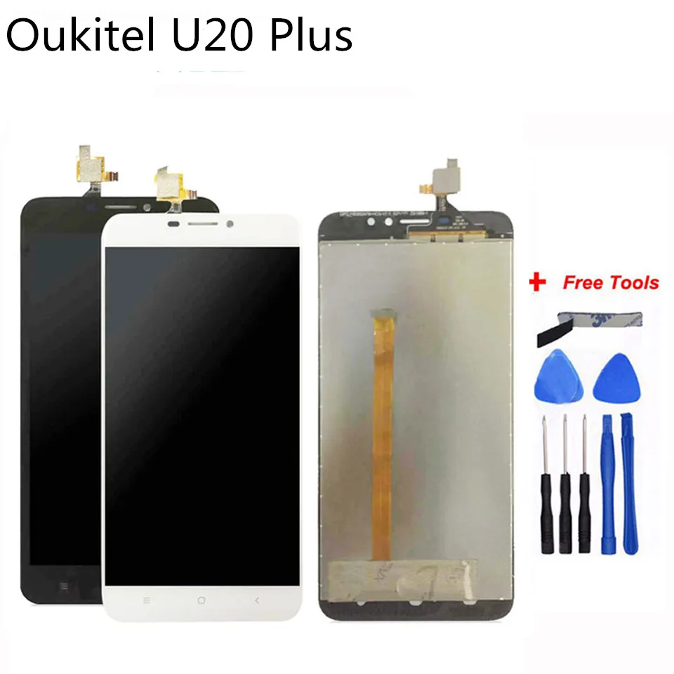 100% Tested LCD For 5.5'' Oukitel U20 Plus Display+Touch Screen Digitizer Assembly+Free Tools | Мобильные телефоны и