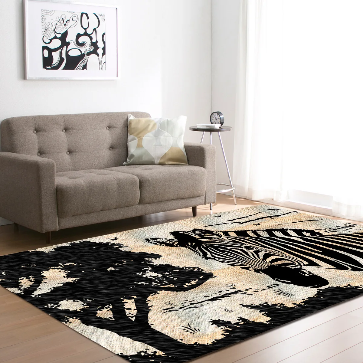 DeMissir 3D Animal Zebra Print Large Carpet For Living Room Children DeMissir 3D Animal Zebra Print Large Carpet For Living Room Children