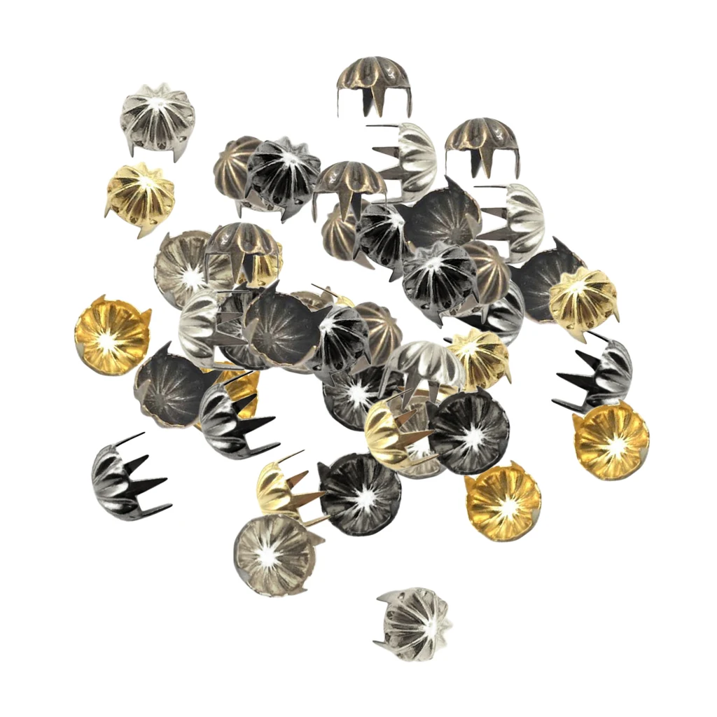 50pcs Metal Pumpkin Studs Claw Rivet Leathercraft Punk for Bags Jeans Belt Decoration