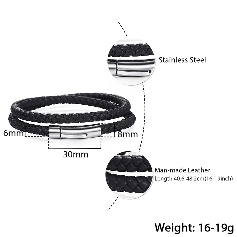 Уникальный 4/6 мм Для мужчин кожаные браслеты плетеные нити Нержавеющая сталь застежка мужской браслет ювелирные изделия оптом, детские подарки на день Святого Валентина, DLBM22