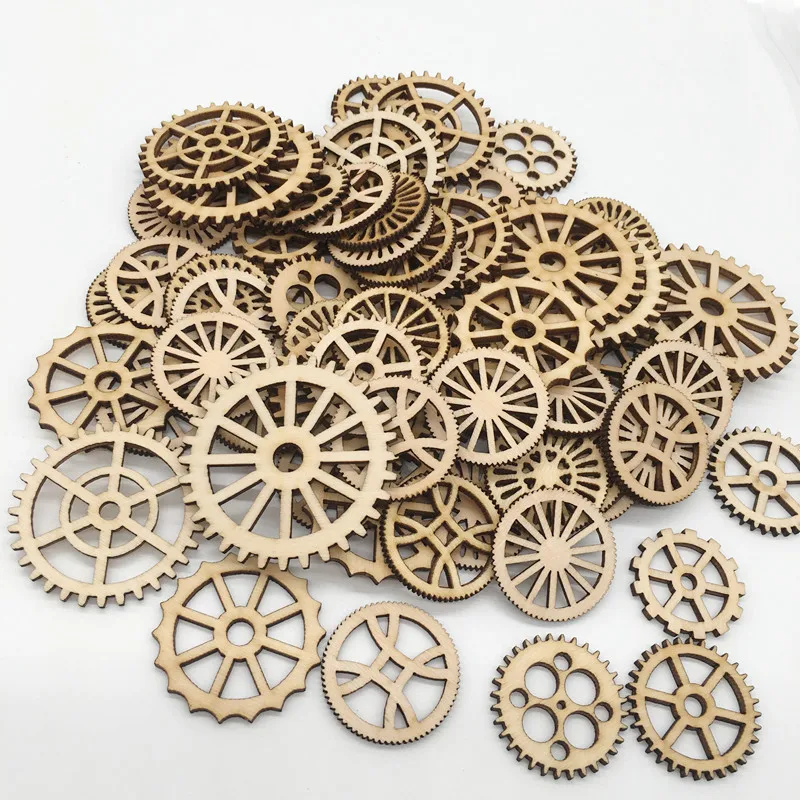 50pcs/lot Flower Heart Shape Wooden Craft Hanging Ornament Home Party Table Decoration DIY Handmade Scrapbooking Crafts 62569