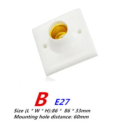 Квадратный круглый патрон E27 E14 патрон лампы с выключателем питания аксессуары для освещения - Цвет: B