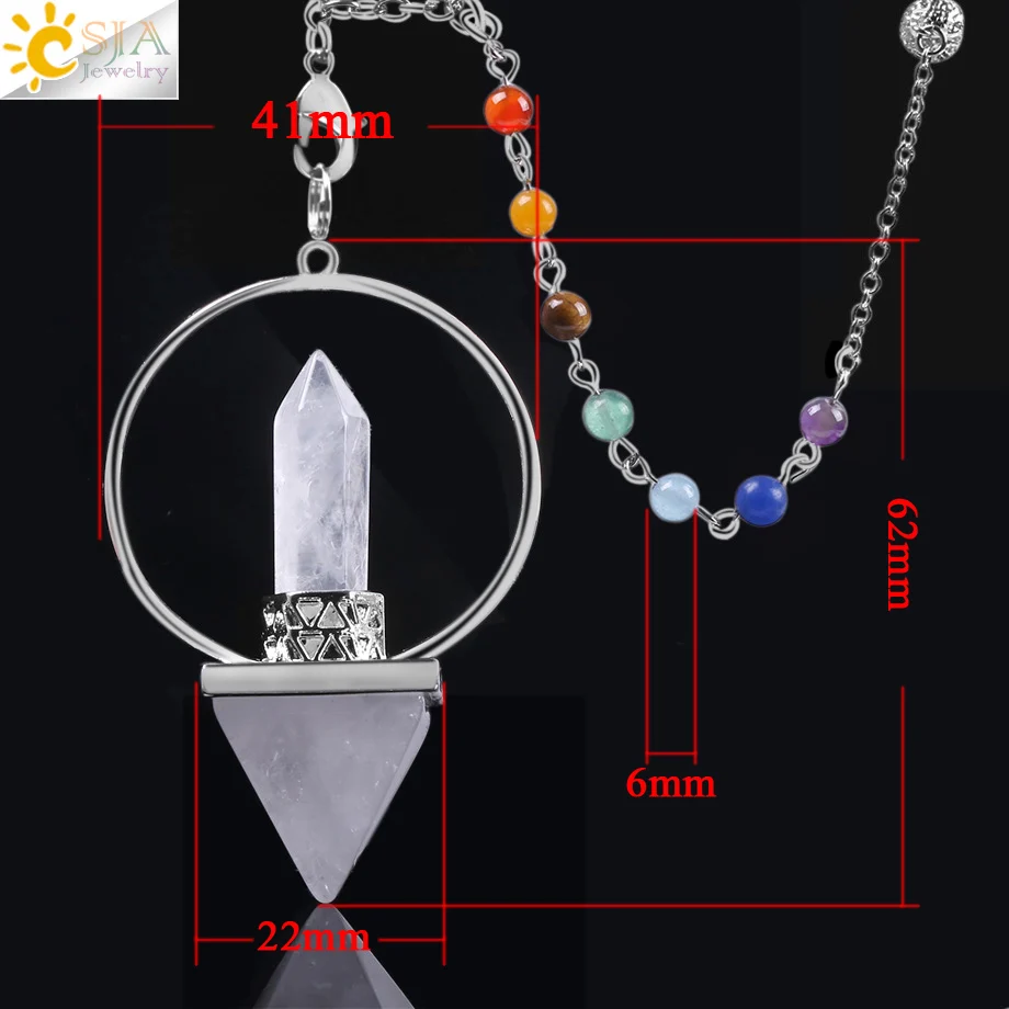Nupuyai Chip Stones Orgone Crystal Pendulum for Dowsing Divination Reiki Hand Carved Healing Point Pendant with Yoga Beads Chain