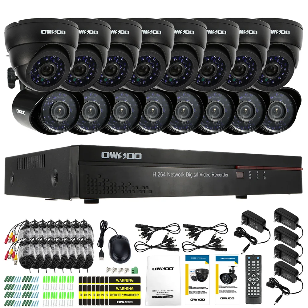 OWSOO Полный CIF 16CH DVR 800TVL на открытом воздухе безопасности Камера Системы HDMI P2P видеорегистратор 8* в маскирующем колпаке для внутренних помещений Камера+ 8* водонепроницаемая камера-Пуля комплект