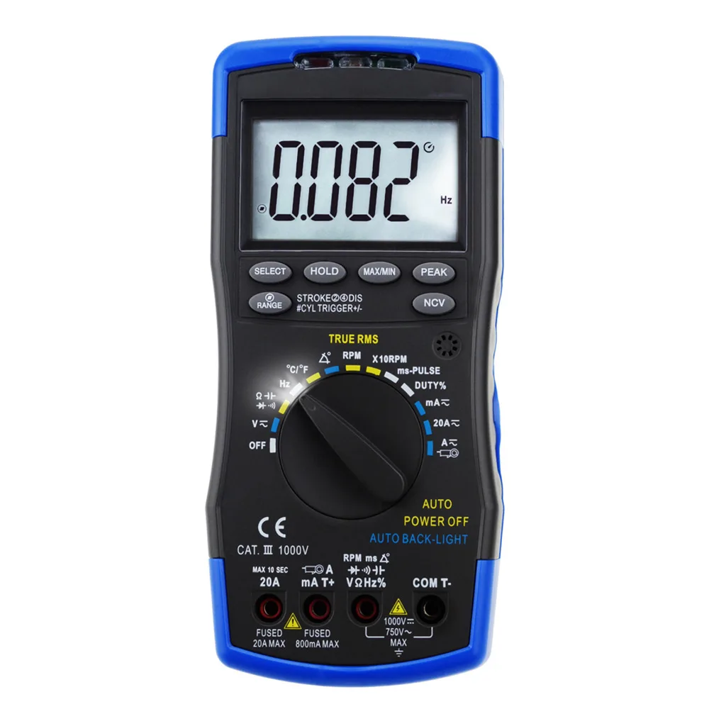 

Digital LCD Multimeter Engine Analyzer Meter Tester Auto-Ranging - DC AC Voltage, RPM Tachometer, Non Contact AC Voltage