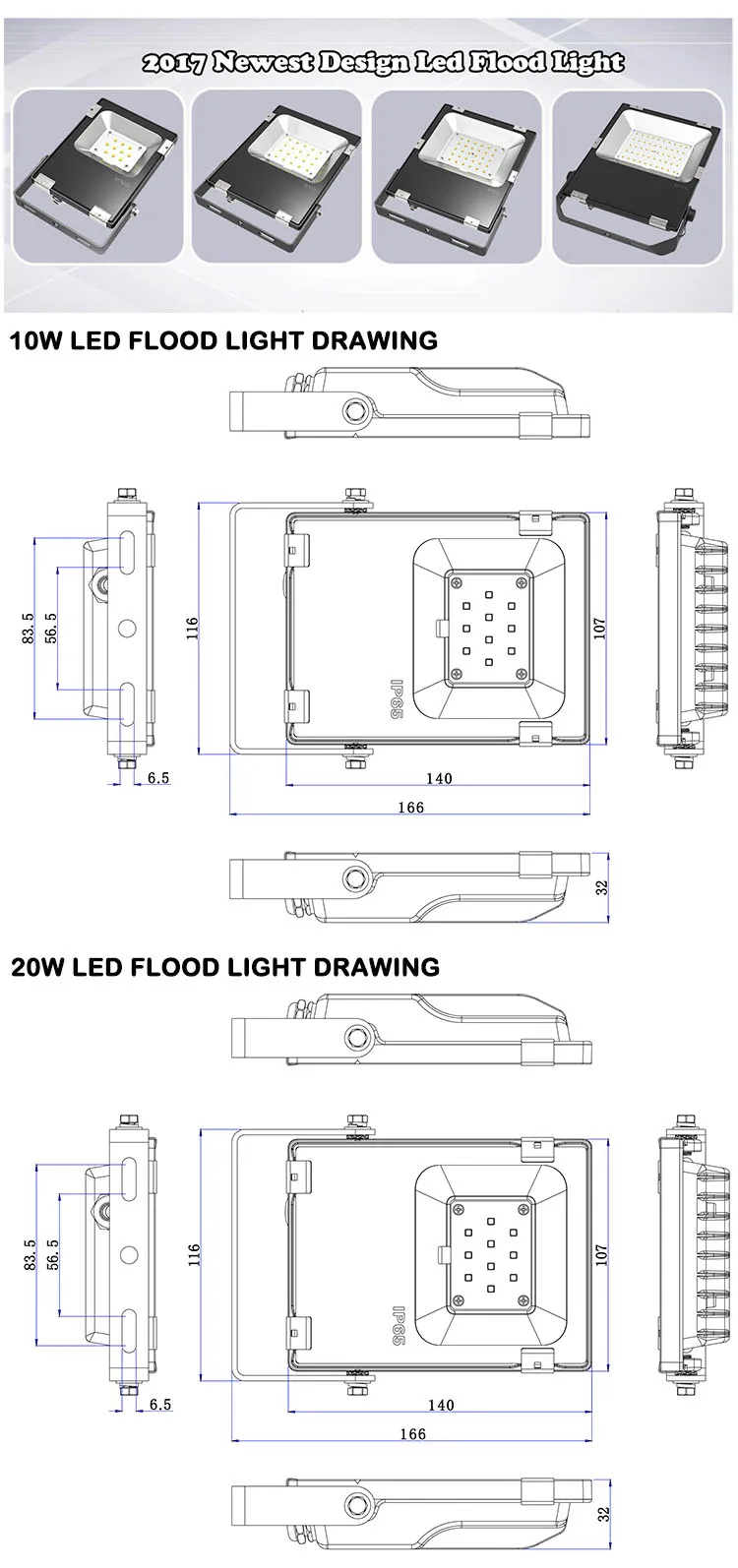 Reflector LED Outdoor Lighting 220V IP65 Waterproof 10W 20W 30W 50W LED Flood Light and 100W 150W 200W Floodlight LED Spotlight led flood