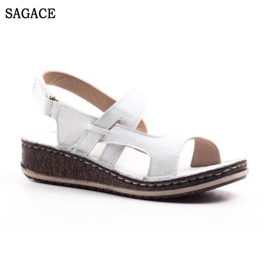 

SAGACE Women's Ladies Summer Hollow Out Wedge Buckle Sandals 2019 Shoes Sexy High Quality Outsid Ladies Shoes