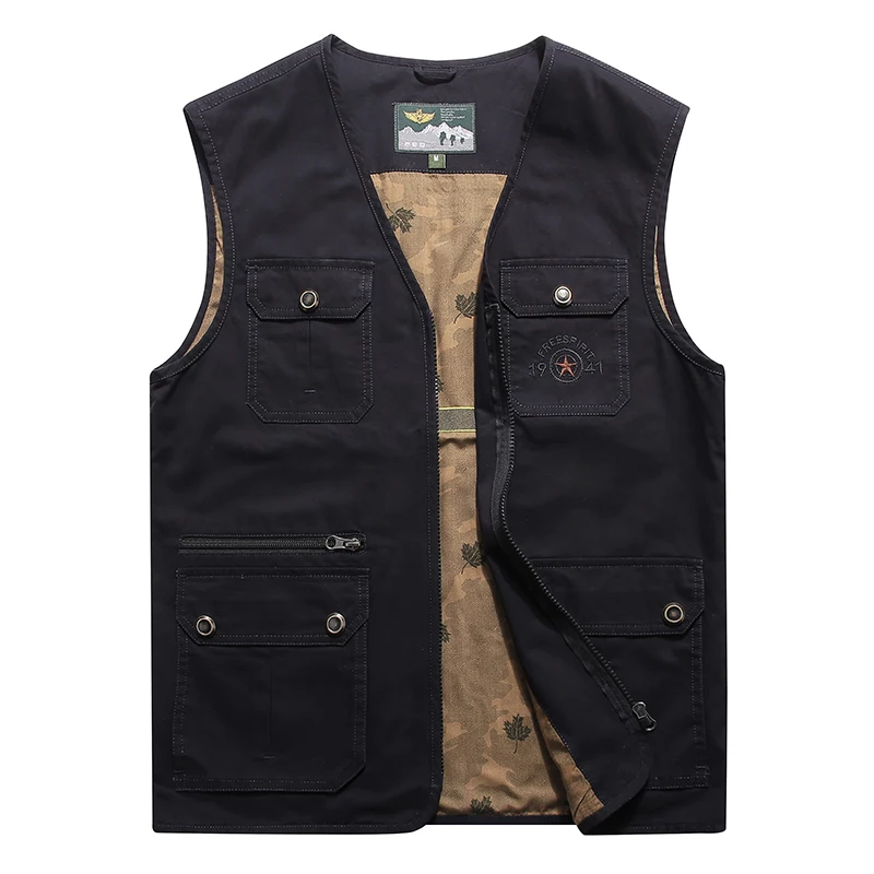 

AFS JEEP men's vest multi-pockets zipper tactical military vest men outerwear chalecos para hombre sleeveless jacket men 4XL
