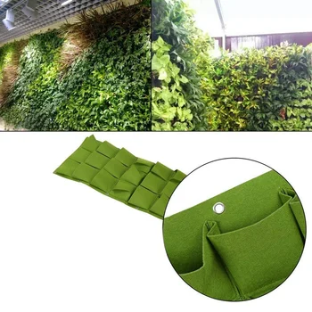 

36 Pocket Planting Bags Wall Hanging Gardening Flower Pots Outdoor Indoor Vertical Green Planting Bags (Green)