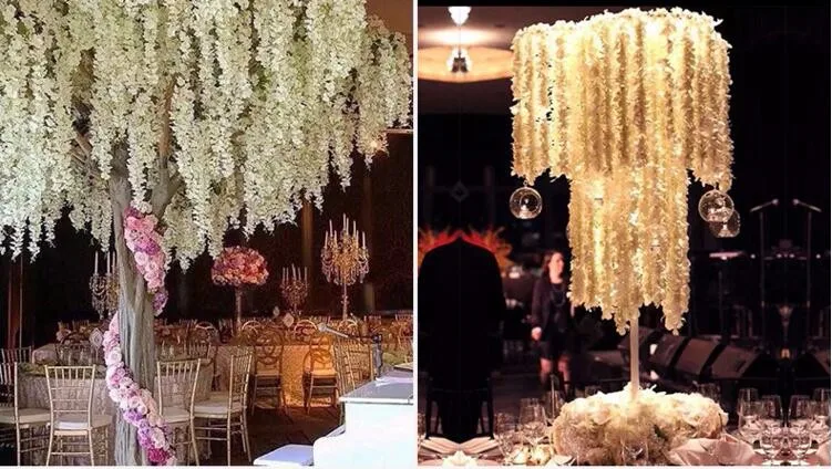 Upscale Artificial Silk Wisteria Flowers For DIY Wedding Arch Square Rattan Simulation Flowers Home Wall Hanging Decor Upscale Artificial Silk Wisteria Flowers For DIY Wedding Arch Square Rattan Simulation Flowers Home Wall Hanging Decor