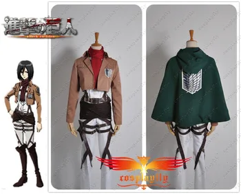 

Attack on Titan The Recon Corp Mikasa Ackerman Adult Outfit Clothing Cosplay Costume With or Without Cloak Two Set Versions