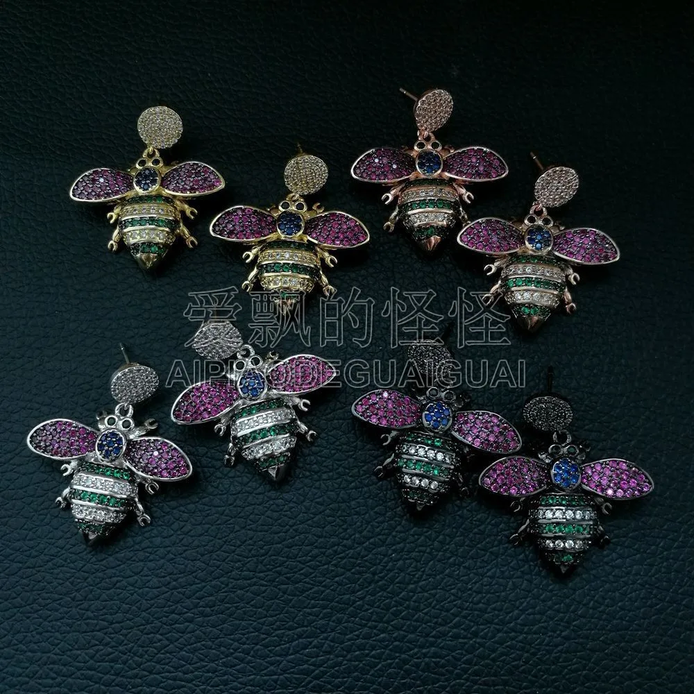 

25x25mm Insect Earrings Cubic Zircon Pave Earrings For Women Jewelry