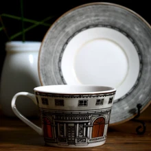 Новинка fornazetti чайная чашка с блюдцем Скандинавское Золотое окно Ретро лебединый замок Классический ветер кофейная чашка тарелка украшение дома