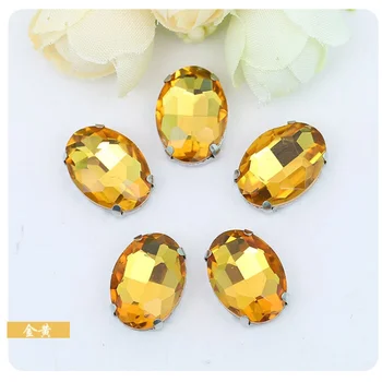 

6*8mm 40pcs/pack Oval sew on rhinestones high-quality Crystal glass with silvery claw DIY fashion accessories Hot sale YJ35