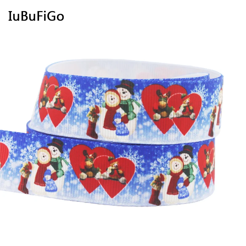 

[IuBuFiGo] Новый 10Y Рождественский Снеговик, 7/8 дюймовая корсажная лента с принтом, бант для волос DIY ручной работы 22 мм синие ленты X-1733