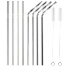 2/4/8 шт. питьевой соломы Многоразовые трубочки с чистящая щетка комплект Высокое Качество Эко-дружественных Нержавеющая сталь металлическая соломинка для кружки