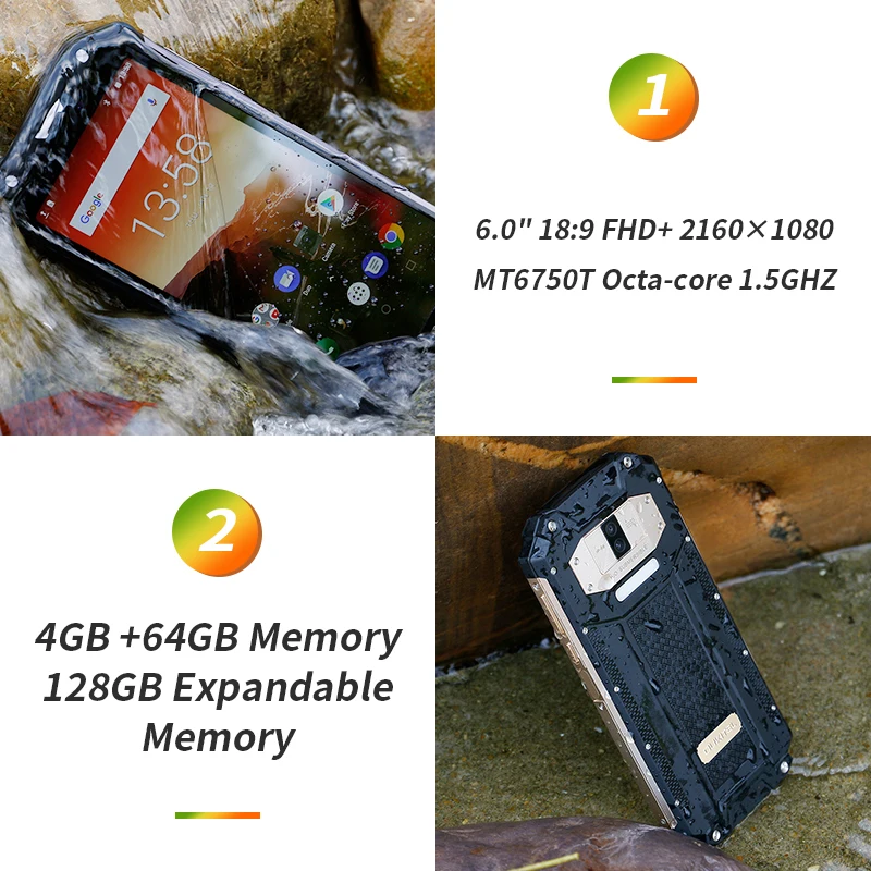 OUKITEL WP2 IP68 водонепроницаемый пылезащитный ударопрочный мобильный телефон 4 Гб 64 Гб MT6750T Восьмиядерный 6," 18:9 10000 мАч смартфон с отпечатком пальца