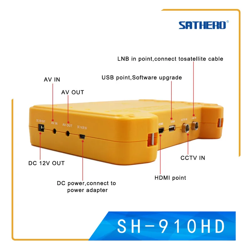 7 дюймов Sathero SH-910HD DVB-S2 Высокое разрешение цифровой спутниковый Finder MPEG-4 полный 1080P ТВ сигнала Satfinder метр