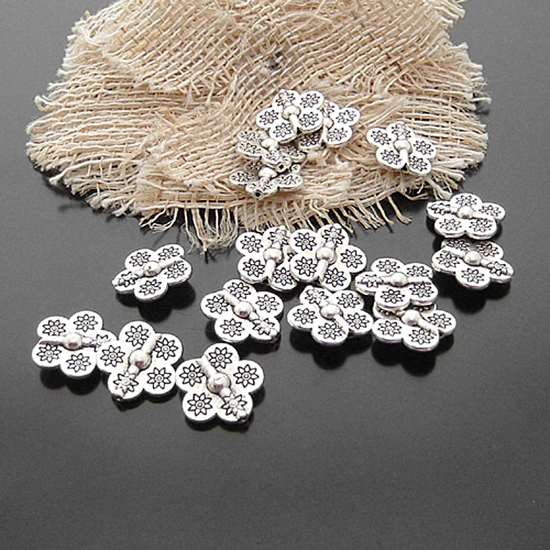 

(20473)50PCS 15x15MM Antique Silver Zinc Alloy Flower Spacer Beads Bracelet Beads Diy Jewelry Findings Accessories Wholesale