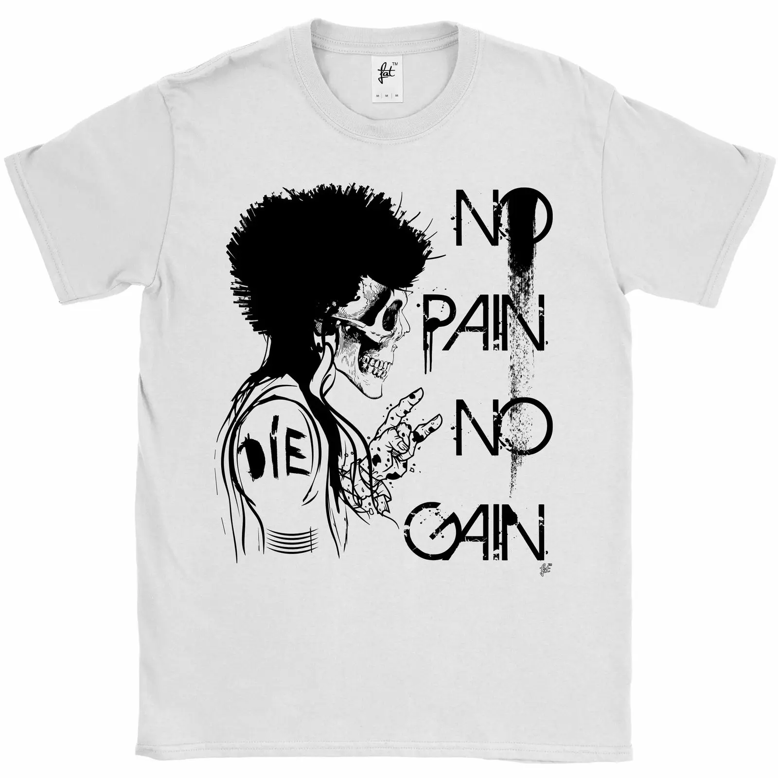 Череп с афро волос Стиль No Pain no gain Футболка мужская | Мужская одежда